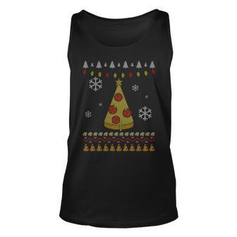 Pizza Christmas Tree Ugly Unisex Tank Top - Monsterry