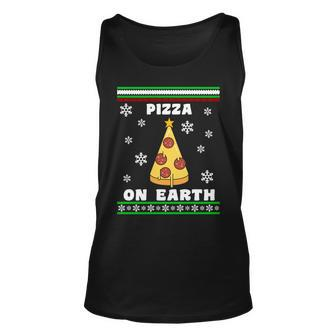 Pizza On Earth Ugly Christmas Tshirt Unisex Tank Top - Monsterry UK