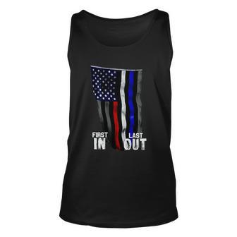 Police Fire Ems First Responder American Flag Unisex Tank Top - Monsterry UK