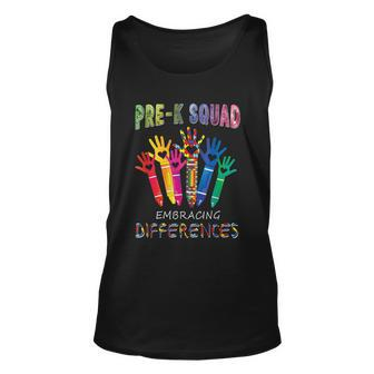 Pre K Squad Embracing Differences Autism Sped Teacher Unisex Tank Top - Monsterry UK