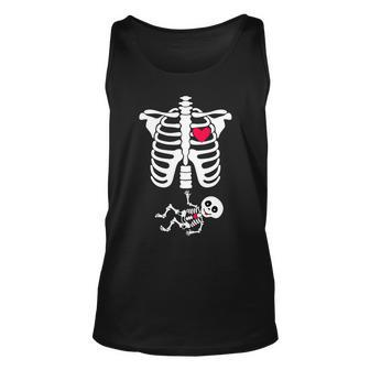 Pregnant Skeleton Ribcage With Baby Costume Unisex Tank Top - Monsterry