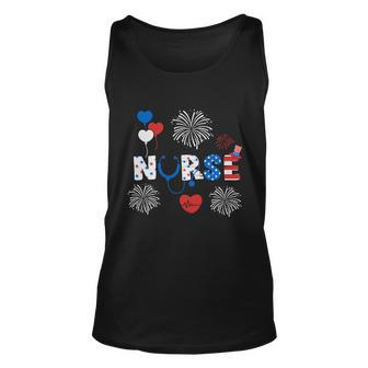 Pride Nurse Usa Flag Stethoscope 4Th Of July Plus Size Graphic Shirt For Women Unisex Tank Top - Monsterry CA