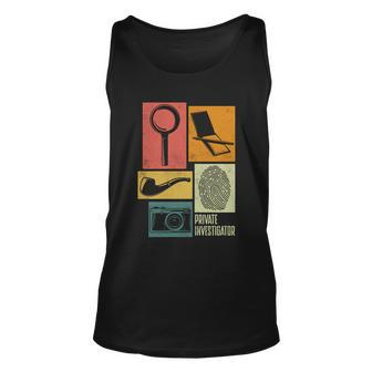 Private Detective Crime Investigator Silhouettes Gift Unisex Tank Top - Monsterry
