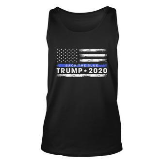 Pro Trump 2020 Back The Blue Thin Blue Line American Flag Gift Unisex Tank Top - Monsterry AU