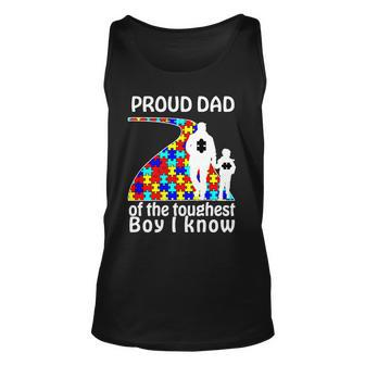 Proud Autism Dad Of The Toughest Boy I Know Tshirt Unisex Tank Top - Monsterry CA