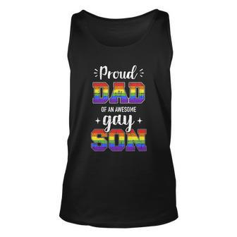 Proud Dad Of Awesome Gay Son Rainbow Pride Month Family Meaningful Gift Unisex Tank Top - Monsterry