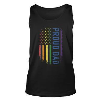 Proud Dad With Us Rainbow Flag For Pride Month Funny Family Gift Unisex Tank Top - Monsterry DE