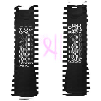 Proud Husband Of A Warrior Breast Cancer Support Squad Men Women Tank Top Graphic Print Unisex - Thegiftio