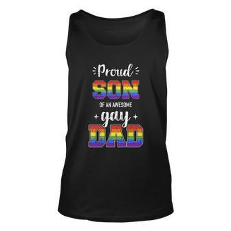 Proud Son Of Awesome Gay Dad Rainbow Pride Month Family Great Gift Unisex Tank Top - Monsterry AU