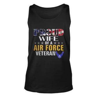 Proud Wife Of A Air Force Veteran American Flag Military Unisex Tank Top - Monsterry DE