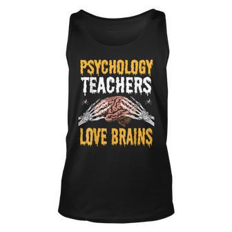 Psychology Teachers Love Brains Funny Halloween Teacher Gift Men Women Tank Top Graphic Print Unisex - Thegiftio UK