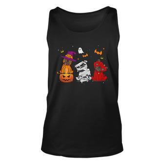 Pug Dog Skeleton Witch Dracula Mummy Funny With Pumpkin Unisex Tank Top - Monsterry AU