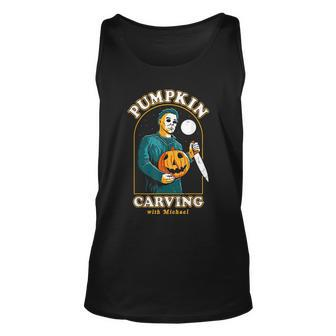 Pumpkin Carving With Michael Graphic Design Printed Casual Daily Basic V2 Unisex Tank Top - Thegiftio UK