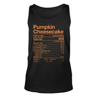 Pumpkin Cheesecake Nutrition Facts Thanksgiving Turkey Day V2 Unisex Tank Top - Seseable