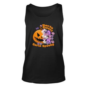 Pumpkin Daisy Sorta Sweet Sorta Spooky Halloween Unisex Tank Top - Seseable
