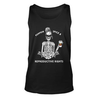 Pumpkin Spice And Reproductive Rights Skeleton Flower Funny Gift Unisex Tank Top - Thegiftio UK