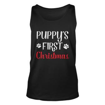 Puppys First Christmas Santa Paws Pet Christmas Dog Calligraphy Graphic Design Printed Casual Daily Basic Unisex Tank Top - Thegiftio UK