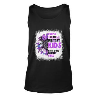 Purple Up Military Child Leopard Sunflower Bleached Unisex Tank Top - Monsterry AU