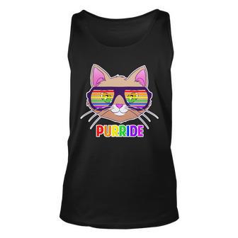 Purride Gay Pride Cat Unisex Tank Top - Monsterry