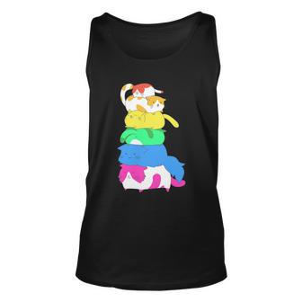 Purride Rainbow Lgbt Cat Pile Funny Feline Gay Pride Cat Gift Unisex Tank Top - Monsterry AU