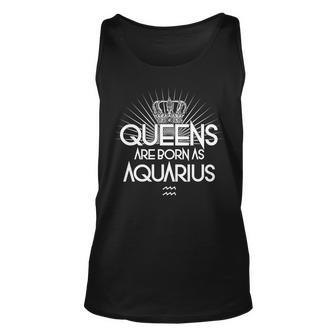 Queens Are Born As Aquarius Graphic Design Printed Casual Daily Basic Unisex Tank Top - Thegiftio UK