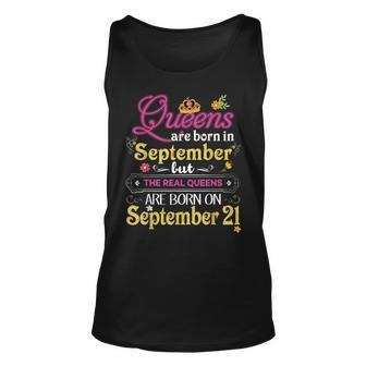 Queens Are Born In September But The Real On 21 21St Men Women Tank Top Graphic Print Unisex - Thegiftio UK
