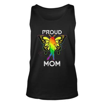 Rainbow Butterfly Proud Lesbian Mom Mothers Day Gift Lgbt Cool Gift Unisex Tank Top - Monsterry