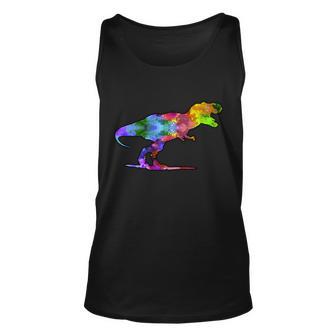 Rainbow Colorful Trex Dinosaur Tshirt Unisex Tank Top - Monsterry