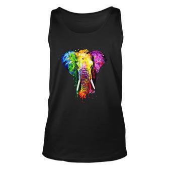 Rainbow Elephant Art Cute Gift Unisex Tank Top - Monsterry DE