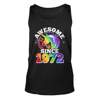 Rainbow Unicorn Awesome Since 1972 50Th Birthday Unisex Tank Top - Monsterry UK