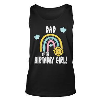Rainbows & Sunshine Party Dad Of The Birthday Girl Unisex Tank Top - Seseable