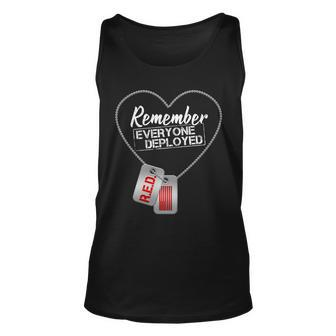 Red Remember Everyone Deployed Dog Tags Tshirt Unisex Tank Top - Monsterry CA