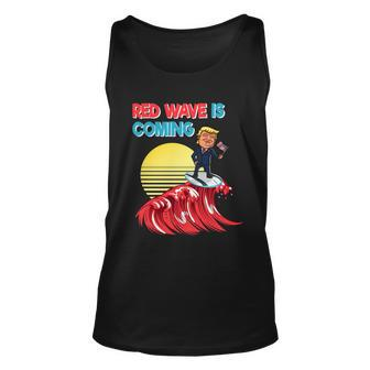 Red Wave Is Coming Republican Conservative Surfer Trump Us Flag Unisex Tank Top - Monsterry UK