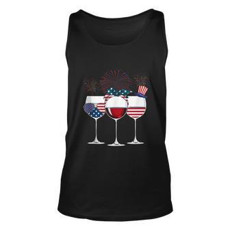 Red White And Blue Wine Glass 4Th Of July Unisex Tank Top - Monsterry DE