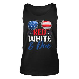 Red White And Due 4Th Of July Pregnancy Announcement Flag Unisex Tank Top - Seseable