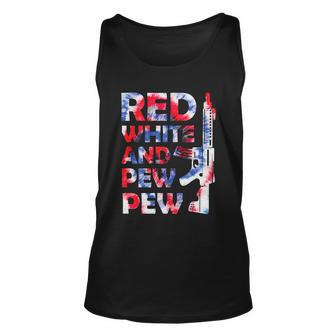 Red White And Pew 4Th Of July Patriotic Gun American Flag Unisex Tank Top - Monsterry CA