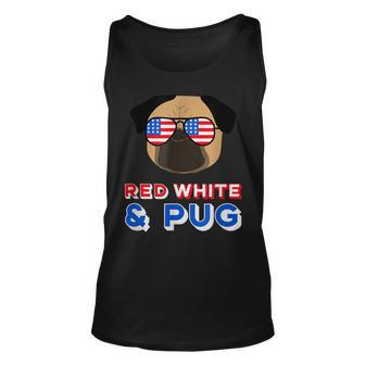 Red White And Pug Funny Usa Dog 4Th July Unisex Tank Top - Seseable