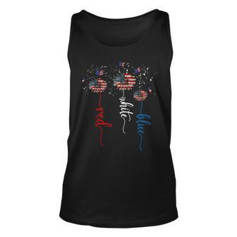 Red White Blue Sunflower Butterfly Patriotic 4Th Of July V2 Unisex Tank Top - Seseable