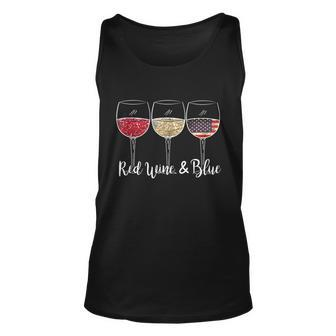 Red Wine & Blue 4Th Of July Wine Red White Blue Wine Glasses V3 Unisex Tank Top - Monsterry CA