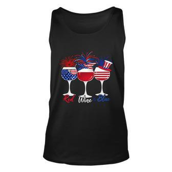 Red Wine Blue 4Th Of July Wine Red White Blue Wine Glasses V5 Unisex Tank Top - Monsterry AU