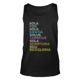 Reformed Christian Five 5 Solas Reformation Day Church Graphic Design Printed Casual Daily Basic Unisex Tank Top - Thegiftio UK