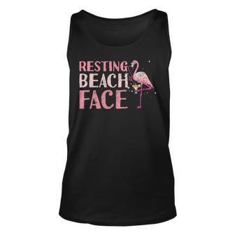 Resting Beach Face Flamingo Unisex Tank Top - Thegiftio UK