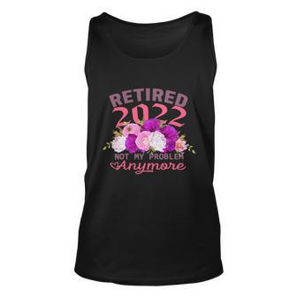 Retired 2022 Funny Retirement Cute Pink Flowers Unisex Tank Top - Monsterry