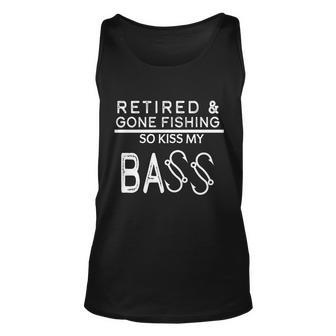 Retired And Gone Fishing Kiss My Bass Funny Unisex Tank Top - Thegiftio UK