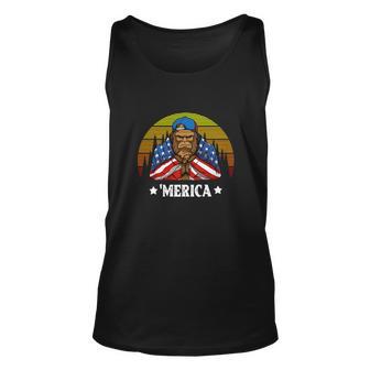 Retro 4Th Of July Merica Patriotic Bigfoot Unisex Tank Top - Monsterry