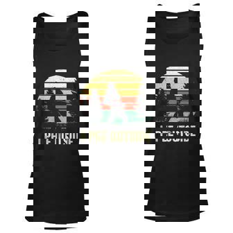 Retro Bigfoot Yeti Silhouette I Pee Outside Sasquatch Unisex Tank Top - Thegiftio UK