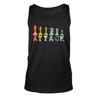Retro Chess Pieces King Queen Bishop Knight Strategy Unisex Tank Top - Seseable