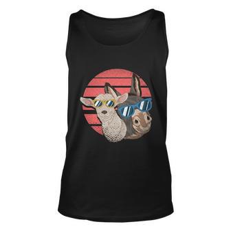 Retro Farm Animal Lover Cool Goat Sunglasses Donkey Farm Meaningful Gift Unisex Tank Top - Monsterry