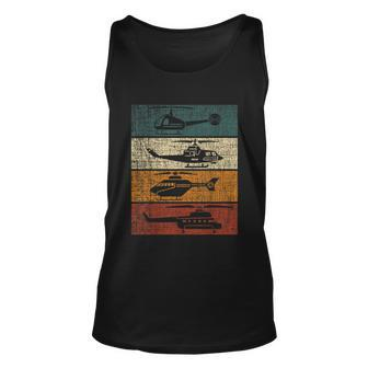 Retro Helicopter Pilot Vintage Aviation Unisex Tank Top - Monsterry