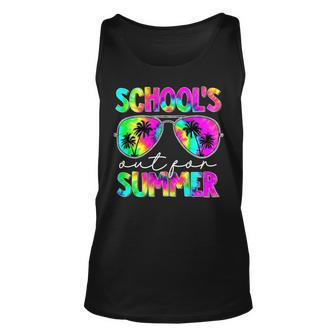 Retro Last Day School Schools Out For Summer Teacher Tie Dye V2 Unisex Tank Top - Seseable